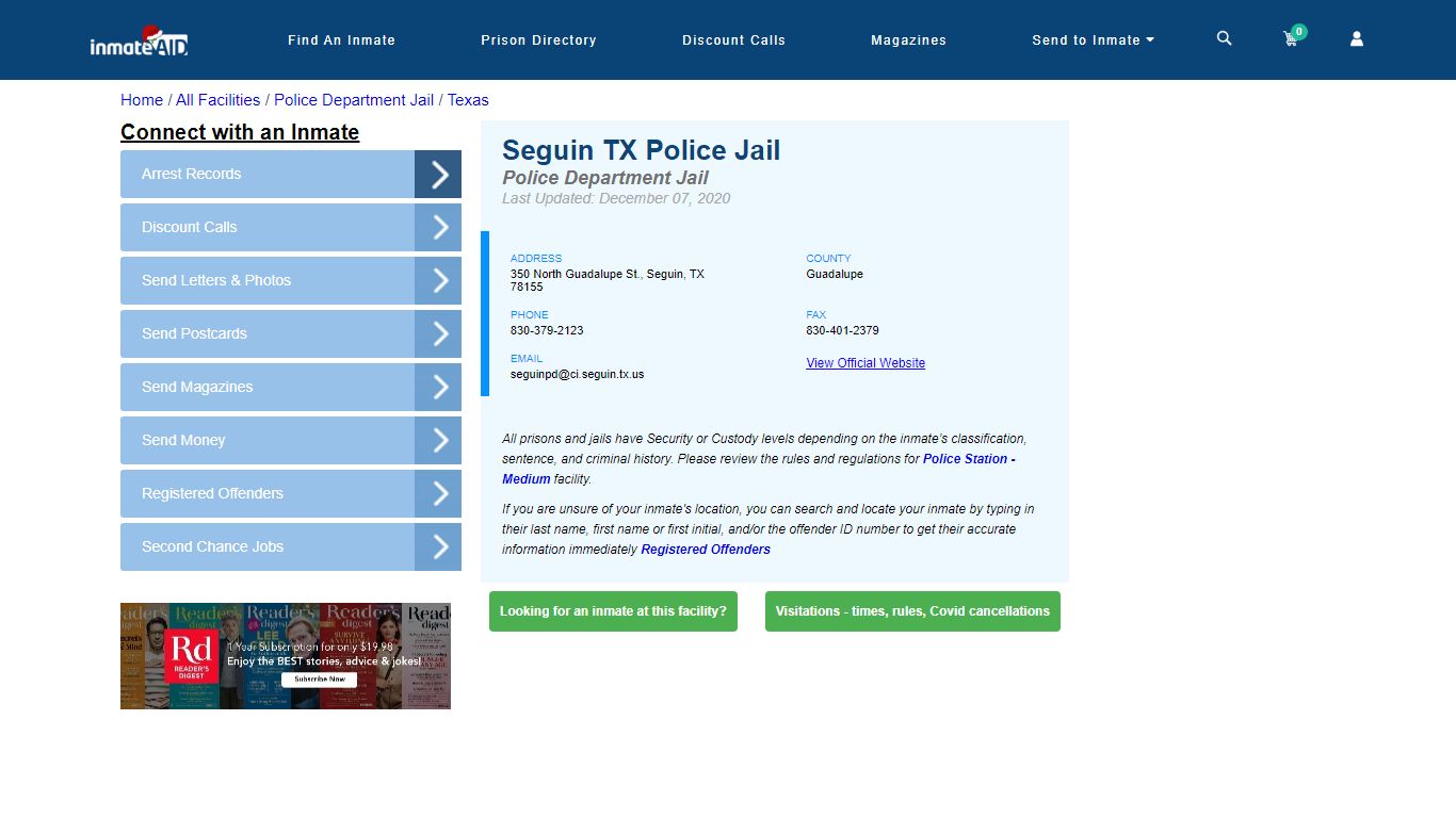 Seguin TX Police Jail & Inmate Search - Seguin, TX
